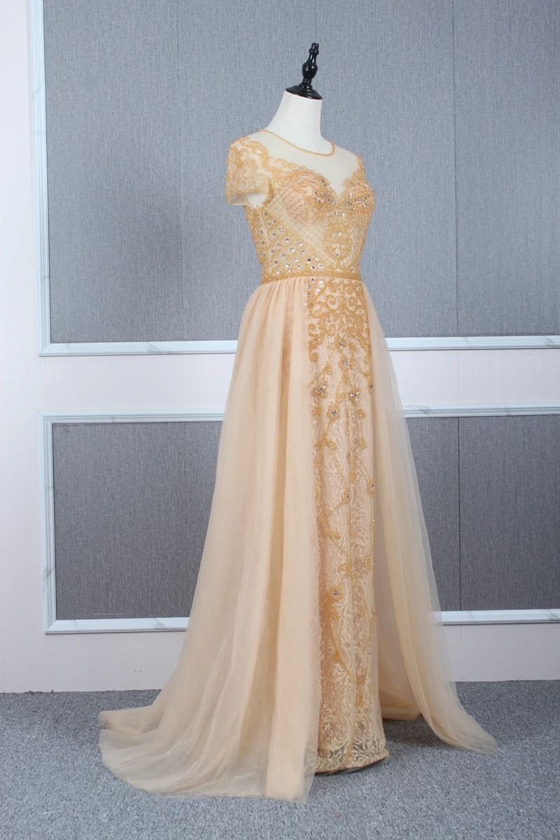 YY165 Churlya Wurfel red prom dress beaded tassel o-neck short sleeve A-line evening gala dresses elegant vestidos de gala