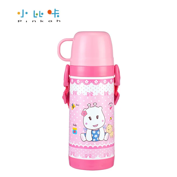 

Pinkah 304 Stainless Steel 400ml Children Vacuum Insulated Water Bottle Belt Cup Lid Cartoon Portable Back Water Cup