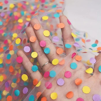 

White, Black Soft Rainbow Polka Dots Tulle Fabric, Swiss Net Fabric And Printed Dots For Girl, Dress, Skirt, By The Yard