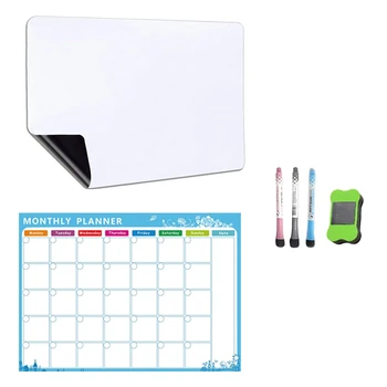 

netic Dry Erase Calendar and Whiteboard Set for Fridge: 2 17X 12 Inch Boards-3 Fine Tip Markers and Large Eraser