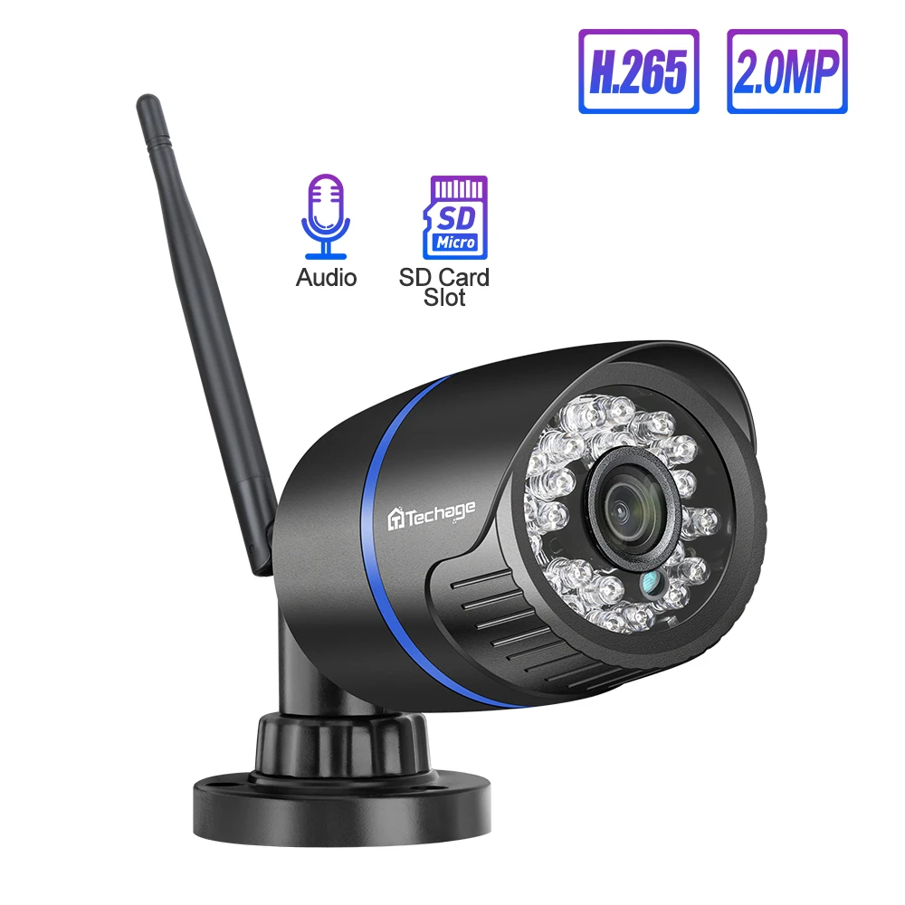 Wireless 1080P IP Camera Outdoor TF Card Slot Network P2P RTSP 4 IR Night Vision