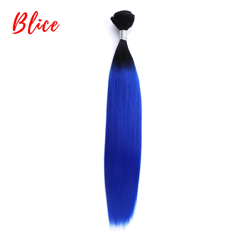 Blice Synthetic Straight 18-24 Inch Weaving Ombre Colored Weft 1PCS/Lot Hair Extensions Bundles For Women