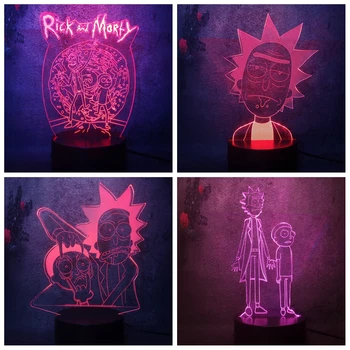 

Crazy Scientist Rick Sanchez Kind Teen Morty Modern Art Decor 3D LED Lamp Novelty Mood Night Light Cartoon Kid Anime Comic Gift