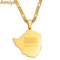 Anniyo карта Zimbabwe Виа кулон ожерелье s ювелирные изделия для женщин мужчин золотой цвет zimbabвийцы ожерелье карты Африканский #043721 - фото