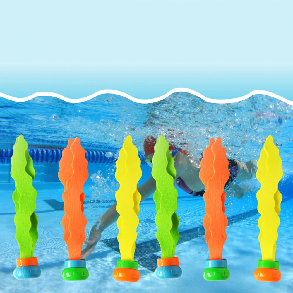 Игрушки яркие цветные кольцо для дайвинга морские растения стержень летний бассейн подводная игра метание игрушка маленькие Пловцы захватывать легко