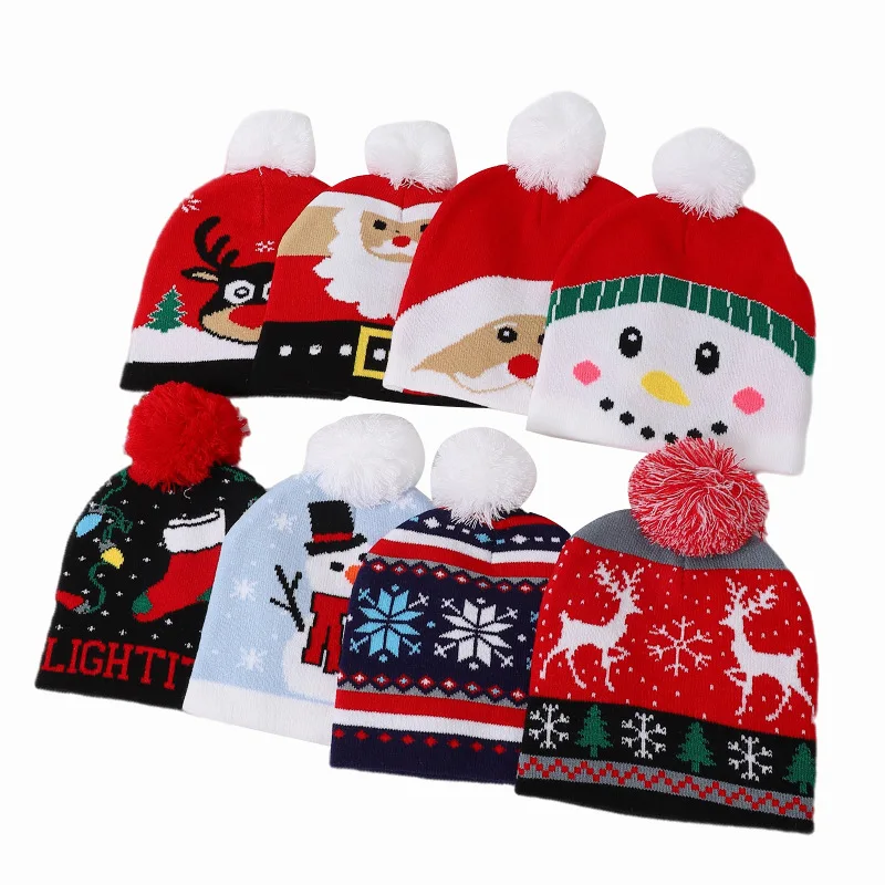 

Christmas Hat Adult Children Knitted Wool Santa Claus Hat Colorful Knitted Hat Christmas Hat Elf Christmas Decoration