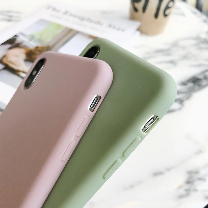 Силиконовый матовый чехол ярких цветов для iPhone XS Max XR X 10 8 7 6 6S Plus, модный простой мягкий чехол из ТПУ для iPhone 11 Pro Max Funda
