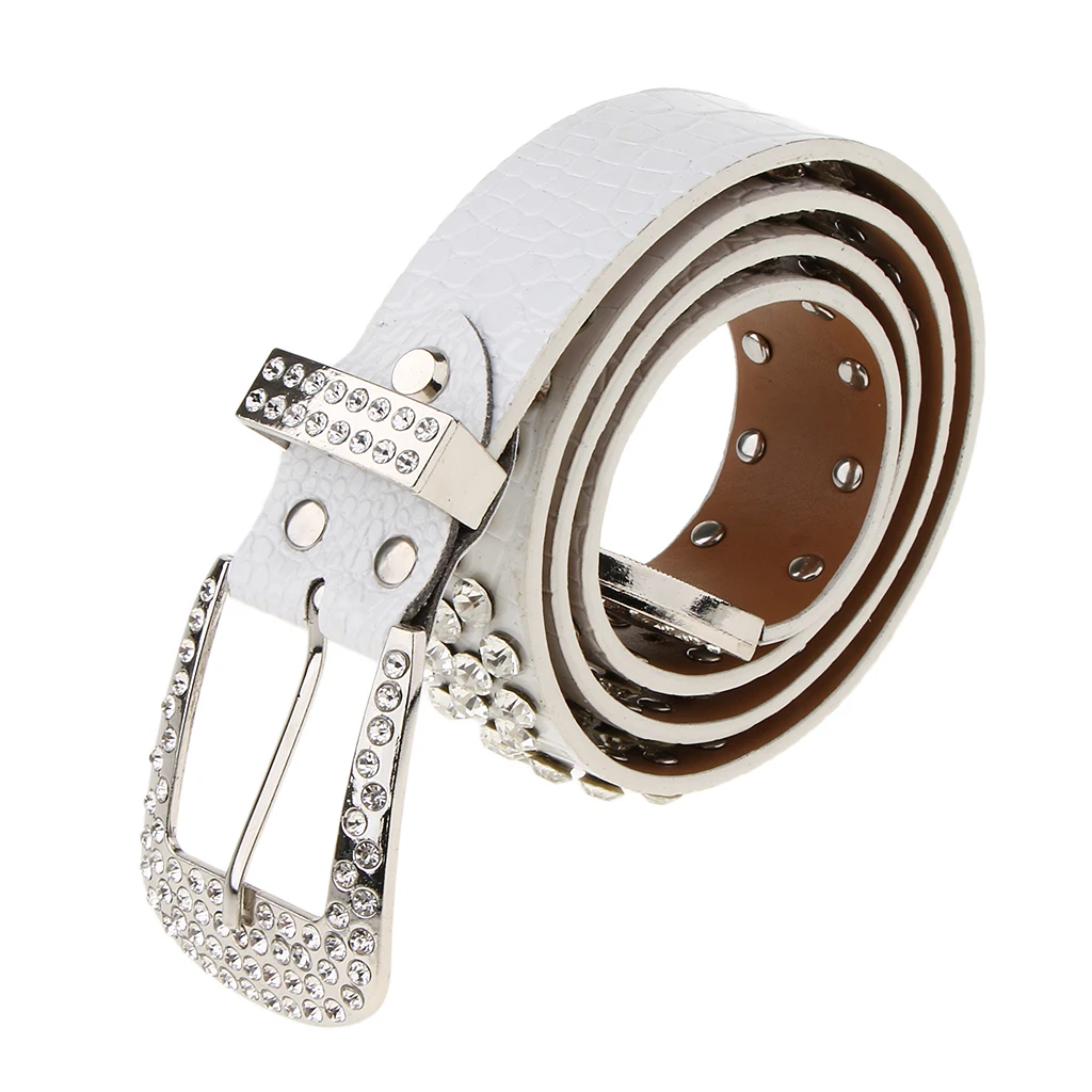 Женская Мода шипованные западные хрустальные ягоды Стразы Bling Cowgirl кожаные ремни
