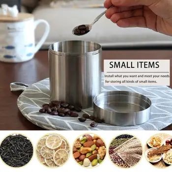 

400Ml 304 Tea Cans Stainless Steel Storage Tea Box Thickening Tea Bucket Moisture-Proof Coffee Bean Grain Storage Tank 30E