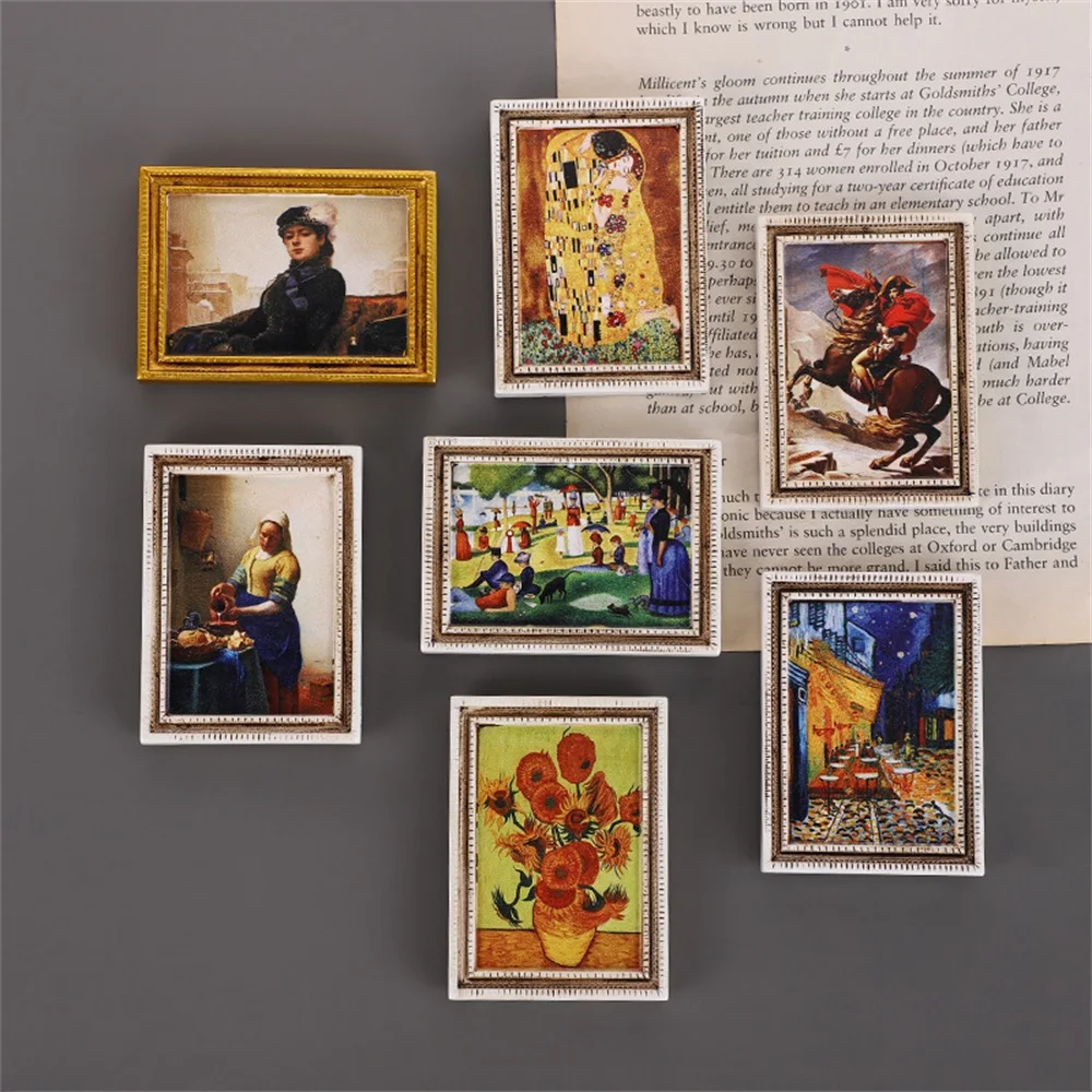 World Famous Painting Fridge Magnets With Frame Refrigerator Sticker