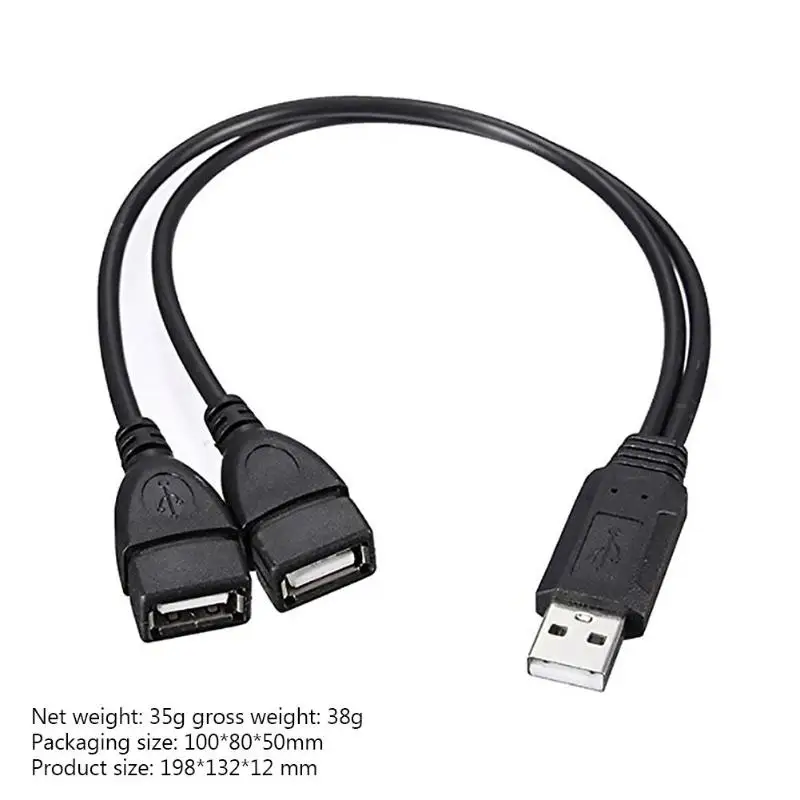 ALLOYSEED 30 см USB2.0 штекер-двойной USB Женский usb зарядный кабель питания удлинитель Высокое качество USB Y сплиттер plug and play