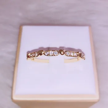 

Japan And South Korea Simple Heart Shaped Wild Row Diamond Ring Small Fresh Elegant Ladies Jewelry Fashion Romantic Jewelry Gift