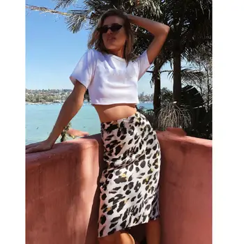 

Trendy Women Casual Leopard Print High waist casual loose Ladies Sexy Acrylic Skirts