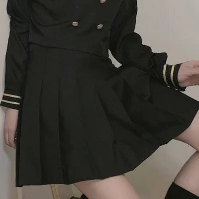 Японская Ретро JK Униформа Лолита костюм новая Корейская Студенческая вышитая рубашка с длинными рукавами+ стильная плиссированная юбка с высокой талией - Цвет: skirt