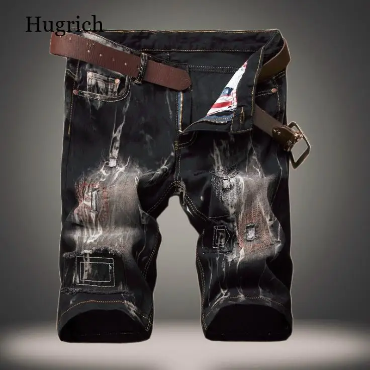 

New Fashion Mens Ripped Short Jeans Brand Clothing Bermuda Summer 100% Cotton Shorts Breathable Denim Shorts Male Size 28-42