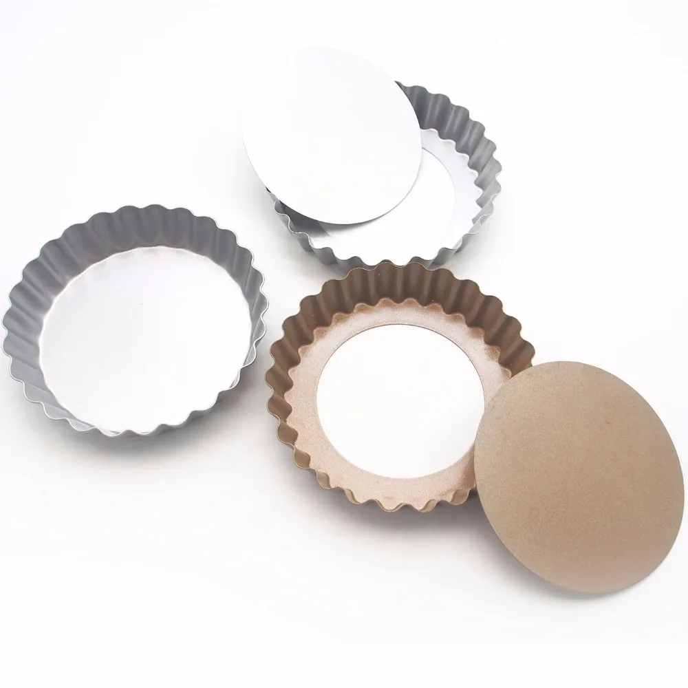 4inch Non-stick 3 colors Tart Mold Quiche Pan Removable Round Cake Mould Pans with Loose Bottom Pie Pan Muffin Cake Pan06