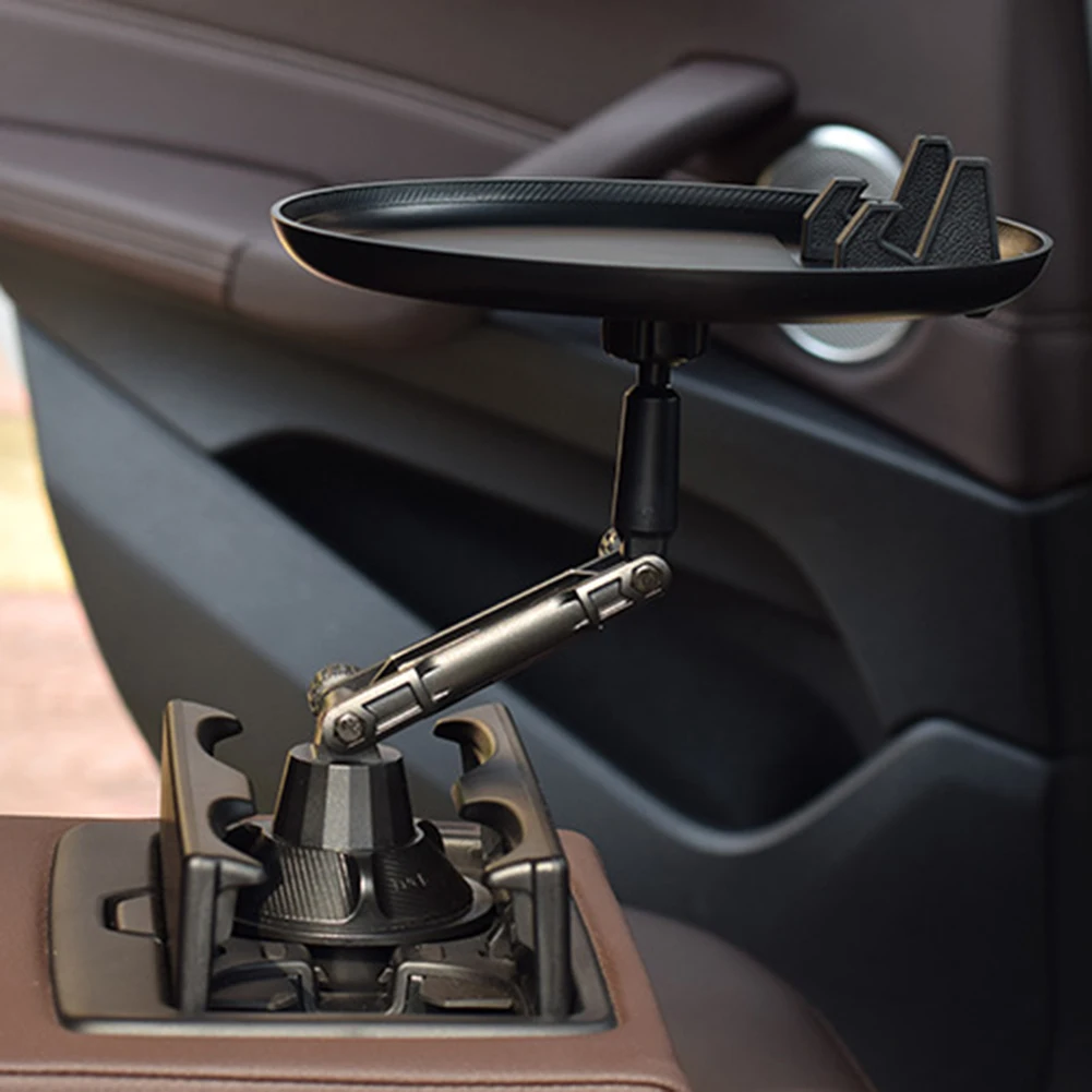 2 in 1 Car Mobile Phone Cup Holder Tray Auto Vehicle Rotary Food Table Bracket SUV Truck Interior Storage Replacement