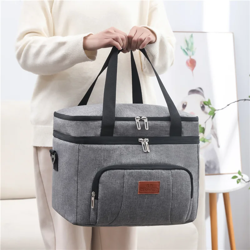 Double Layer Insulated Heat Lunch Bag Food Thermal Bento Bags Oxford Cloth Portable Storage Tote Shoulder Crossbody Handbags lunch bag bento bag