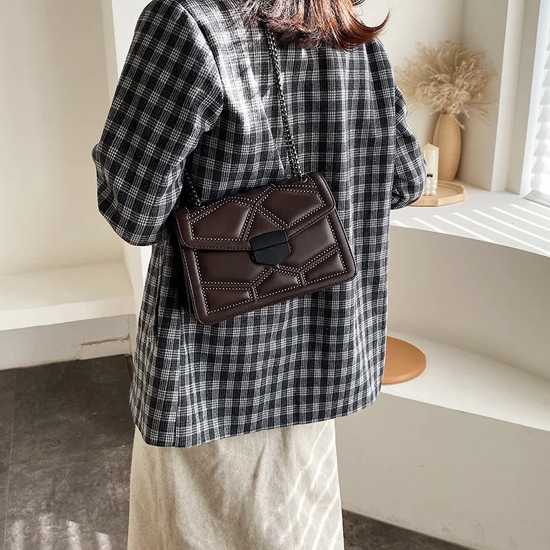 

Black Lock WOMEN'S Bag New Style 2019 Autumn And Winter Fashion Shoulder Bag Versatile Shoulder Bag Online Celebrity Rivet Bag w