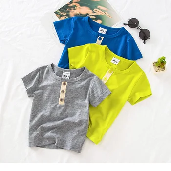 

Summer Cotton Boys T-Shirt Kids Basic Shirts Baby Boys Casual Button T-shirts Toddler Children Tops Tee Age 2 3 4 5 6 Years
