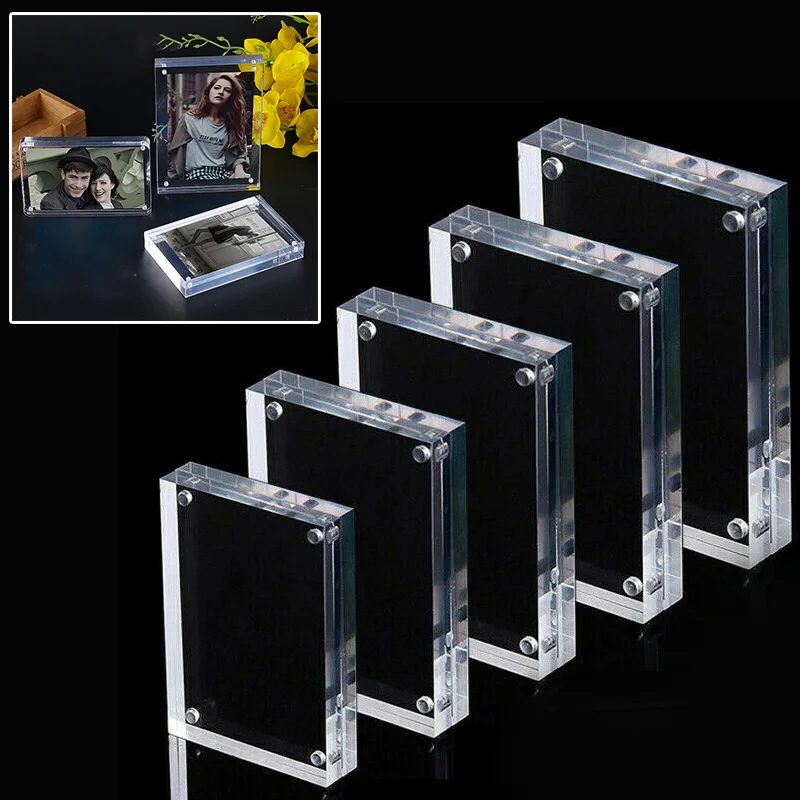 High Clear Photo Frame Picture Double Side Free Standing Magnetic Acrylic Holder DIY Wall Photo Frame Poster Frame