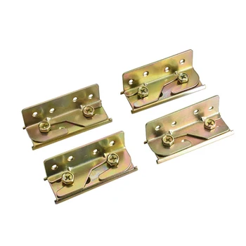 

4pcs/set Bed Hinge Iron Rail Brackets 4 Inch Furniture Anti-shake Bedroom Fixing Connector With Screws Thickened Fastener