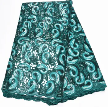 

African organza Lace Fabric High Quality 2020 french sequins lace fabric Embroidery sequins Lace for Party Dress