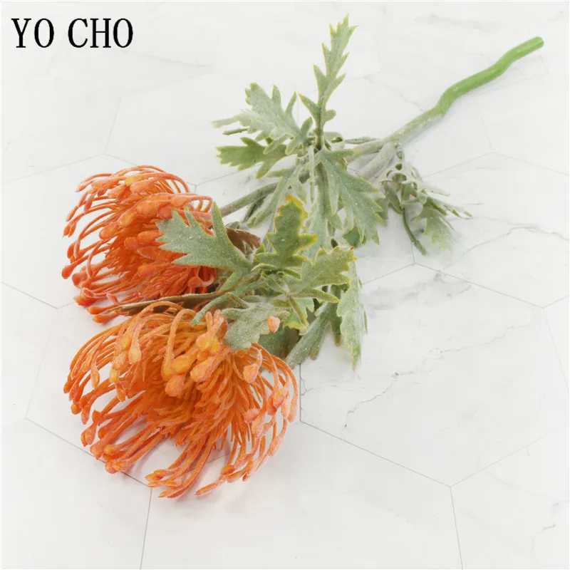 Vibrant Flocked Leucospermum Artificial Flowers
