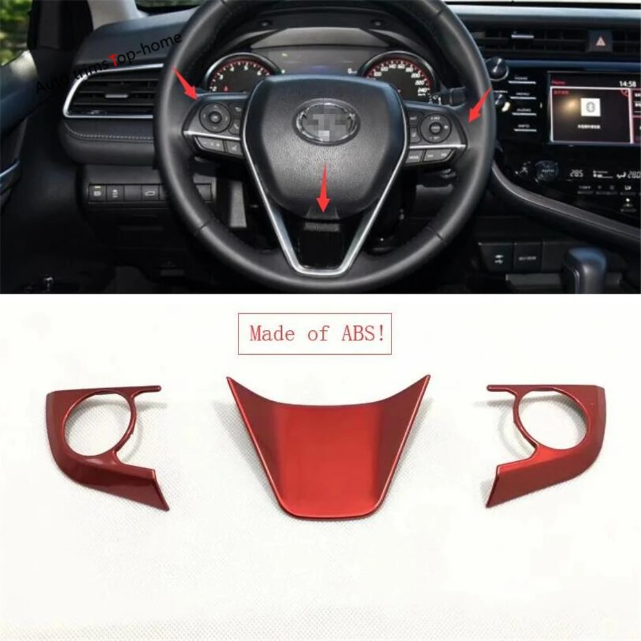 Yimaautotrim накладка на руль 3 шт. подходит для Toyota Camry- матовый красный/карбоновый вид накладки на интерьер