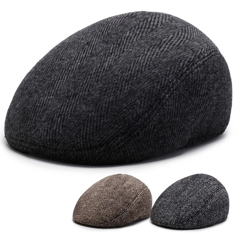 Осенняя и зимняя шапка среднего возраста и пожилого возраста теплый берет наружная зимняя мужская шапка с защитой уха передняя крышка