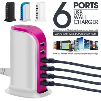 

6 USB Port USB Hub Charger Fast Charger USB Charger Phone Desktop Rapid Charging Station Extension Socket EU, UK, AU Plug New