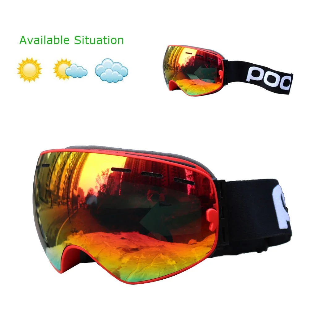 Ski Goggles Double Layers UV400 Anti-fog Big Ski Mask Glasses Skiing Snow Snowboard Goggles Men Women Ski Eyewear 3