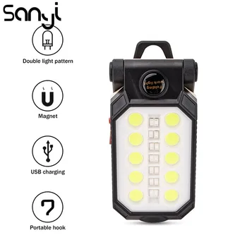 

4 Modes LED Work Light T6+COB Portable Flashlight Torch for Camping/Fishing Lantern Working Emergency Light Flashlamp USB Charge