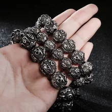 Ретро Мужская Титановая Сталь модные ювелирные изделия шесть слов четки для чтения мантр браслет браслеты из нержавеющей стали унисекс