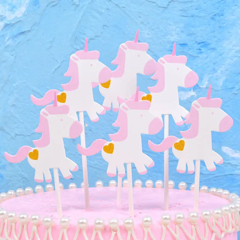 Cake flag 6pcs 123 вечерние Единорог вечерние одноразовая посуда День рождения Baby Shower пластина Бумага чашки Бумага Полотенца украшения свадебные принадлежности - Цвет: Cake flag 6pcs