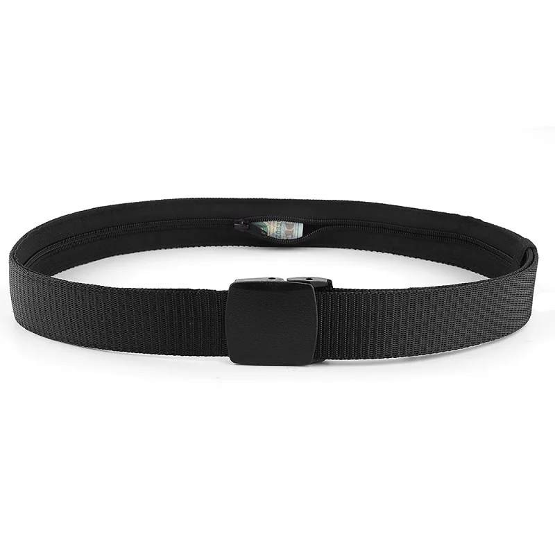 Nylon Webbing Waist Belt with Anti-theft Hidden Money Bag , Invisible Wallet, Mens Belts Casual, Travel Safety Anti-theft