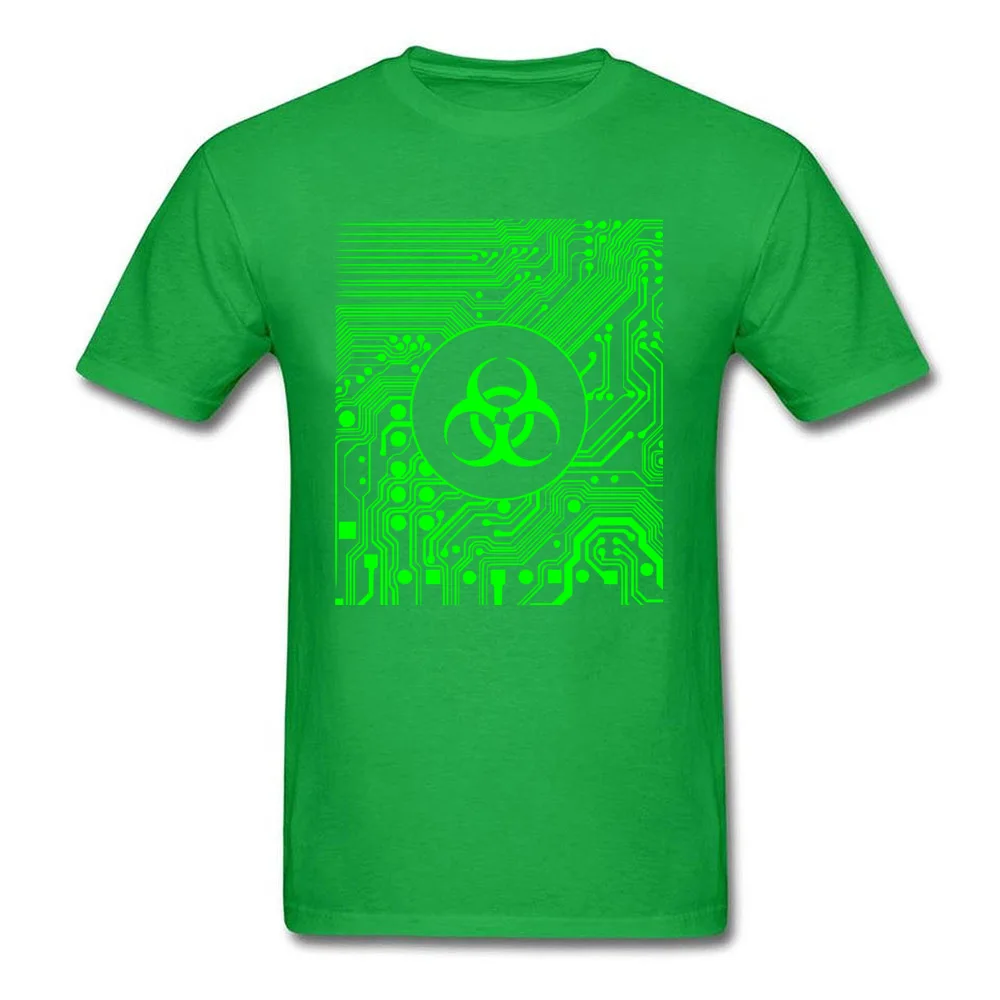 Cyber goth - Biohazard (Green) Pure Cotton T-shirts for Men Short Sleeve Tops Shirts Faddish Autumn Crewneck Tee-Shirts Normal Cyber goth - Biohazard (Green) green