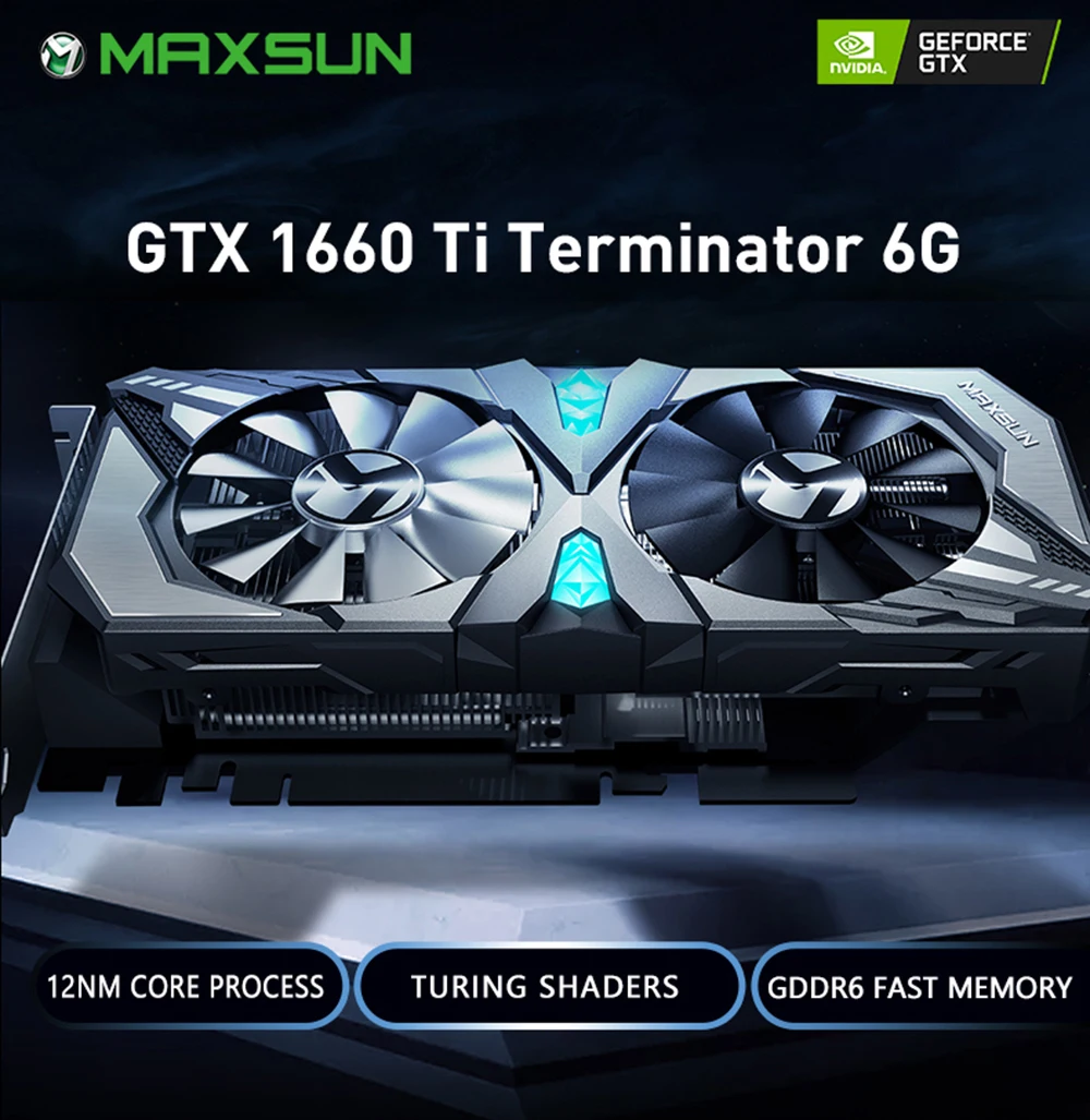 MAXSUN видеокарты gtx 1660ti NVIDIA 192bit GDDR6 12000 МГц 1500 1536 единиц HDMI DP DVI 12nm 8Pin 336 ГБ/сек. gtx1660ti видеокарта