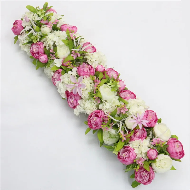 custom made Artificial rose flower row Wedding background wall arch Welcome desk decorative fake flower Home holiday decoration - Цвет: D Rose