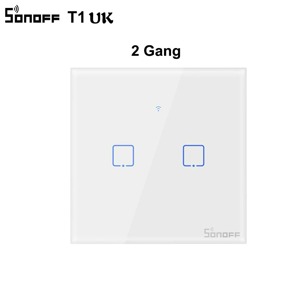 Sonoff T1 UK 2 Gang Sonoff T2 US Wifi настенный выключатель света 1 2 3 банды умный дом беспроводной 433/RF/APP переключатель лампы работа с Alexa Google Home - Цвет: Sonoff T1 UK 2 Gang