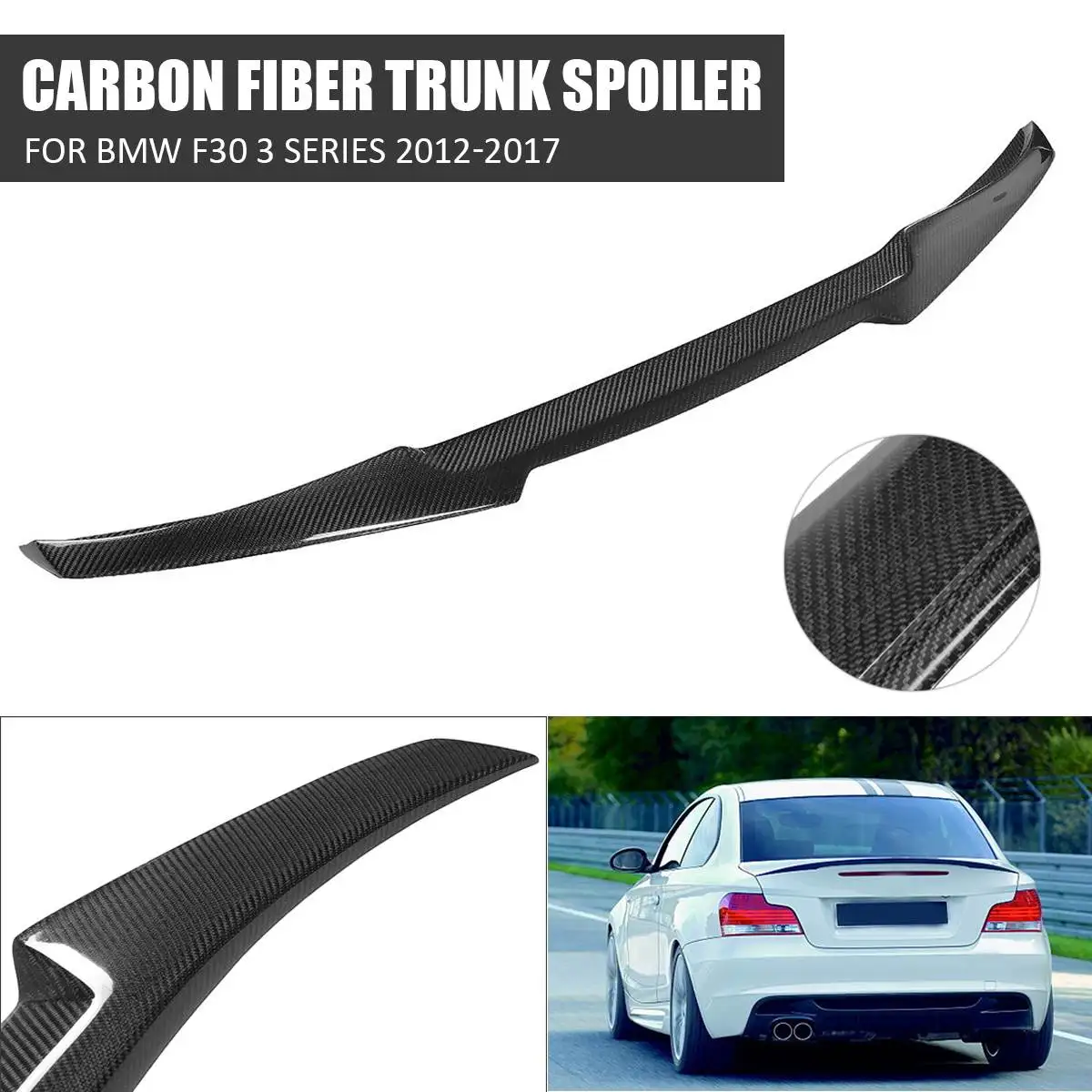 

New M4 Look Style Real Carbon Fiber Car Rear Trunk Boot Lip Spoiler Wing Lid Big For BMW F80 F30 3 Series 335i 328i 2012-2018