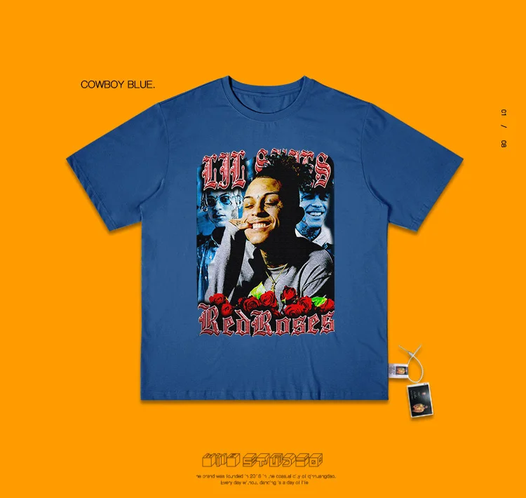 Хип-хоп рэп хип-хоп певец Lil Skies плакат красивый волна Ins короткий рукав Футболка для мужчин и женщин