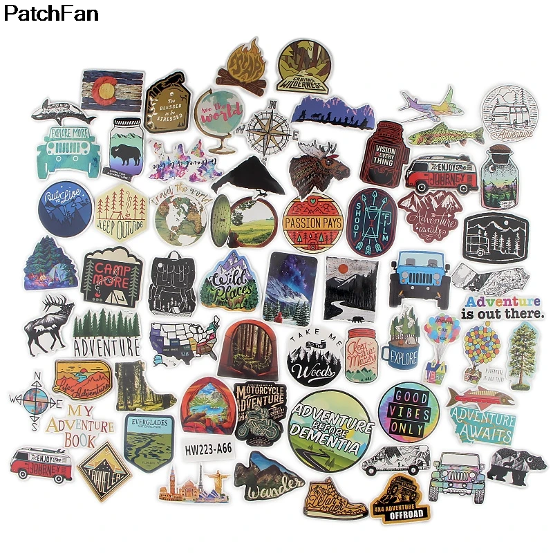 Patchfan 60 шт. adventure Art Живопись водостойкие наклейки из ПВХ для diy Скрапбукинг багажа Скейтборд ноутбук настенная гитара A2374