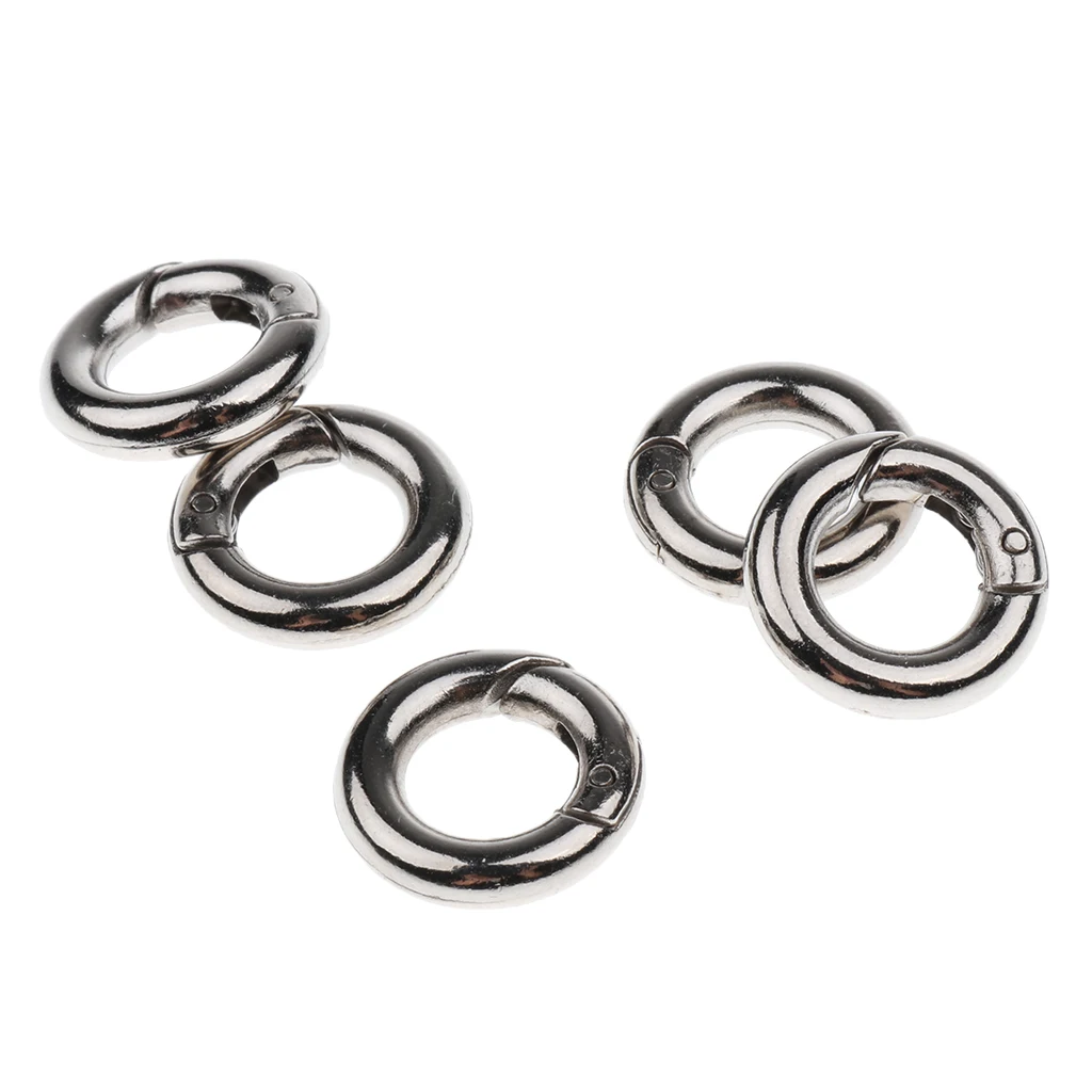 10pcs Silver Circle Round Carabiner Spring Snap Clip Hook Keychain Outdoor Activities