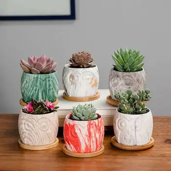 

6PCS Ceramic Garden Flower Pots Planters Set Tabletop Owl Succulent Pots Bonsai Holder Garden Balcony Decoration Nursery Pots