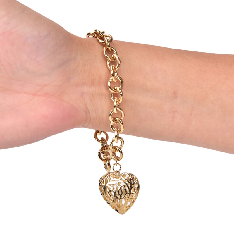 Silver Glod Hollow Out Double Heart Pendant Bracelets Charms Wedding Fashion Jewelry Christmas Gifts Bracelet