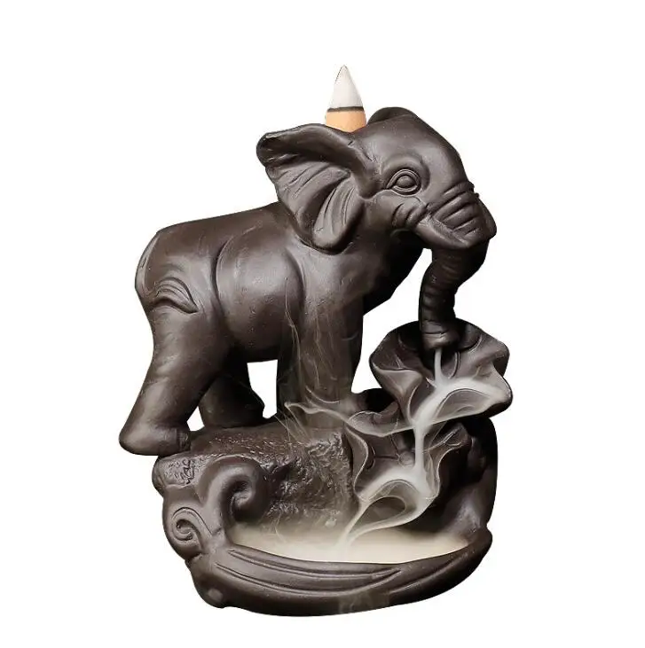 Elephant Backflow Incense Burner Smoke Waterfall Incense Holder Aromatherapy Furnace Mountain River Handicraft Incense Holder