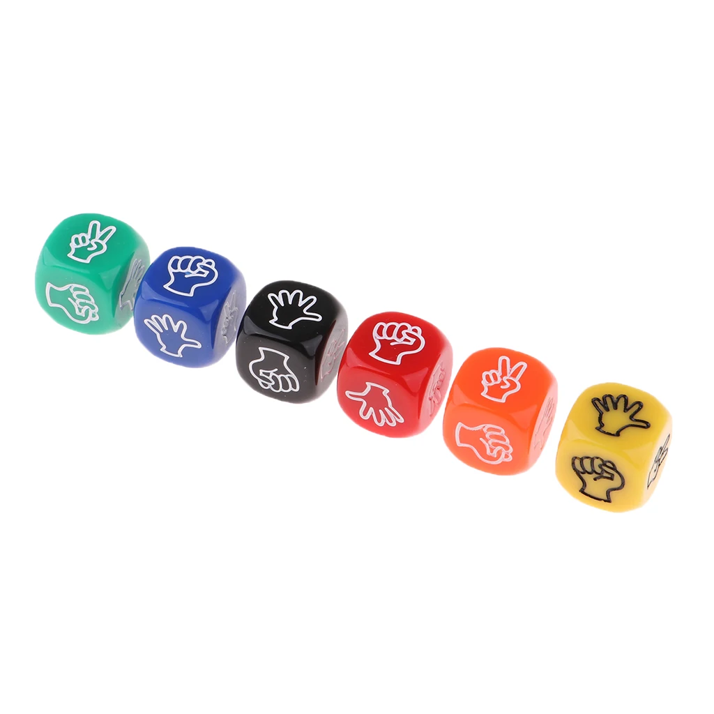6Pcs Rock Paper Scissors Dice + Digital Dices Finger-Guessing Game Dice Set Board Game Dices Polyhedral Dices 