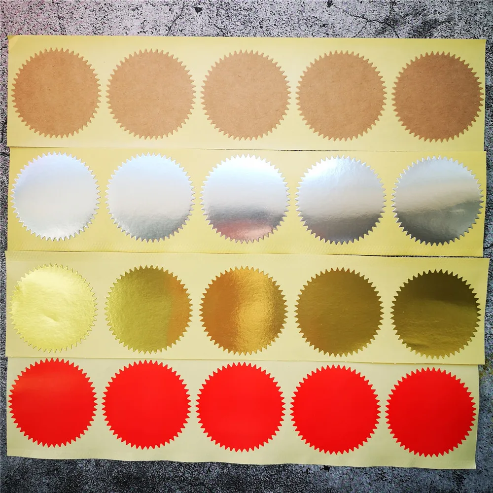 45mm diameter 20sheets 100stickers Blank Embosser sticker golden silver Embosser Seal Wedding Seal invitation embossing stamp