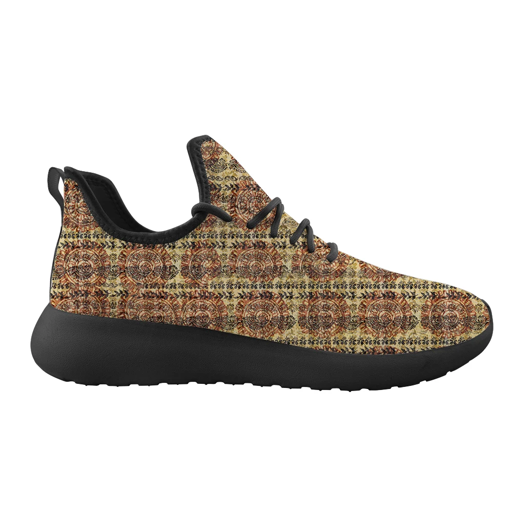 

Retro African Printing Women's Causal Flats Shoes Customized Lace Up Mesh Knit Sneakers Summer Walking Shoes Ladies Footwear